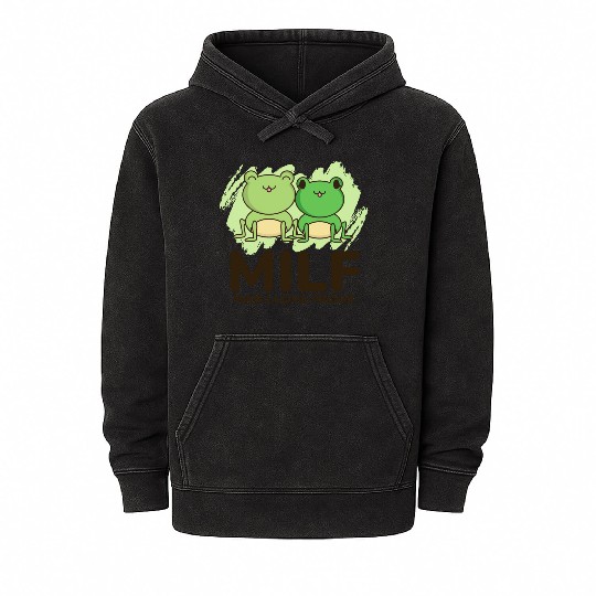 Milf, man I love frogs Mineral Wash Hoodies