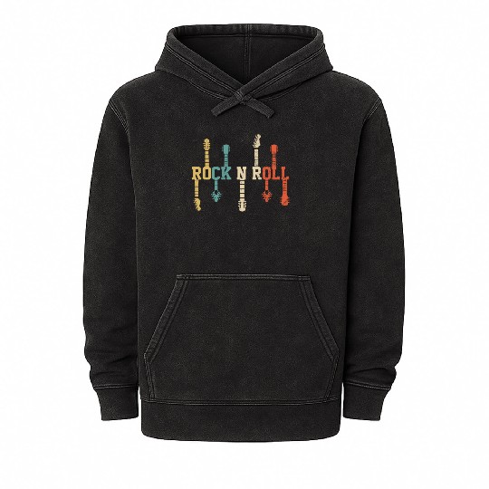 Rock n Roll Guitar Player Gift Vintage Mineral Wash Hoodies
