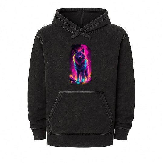 neon wolf Mineral Wash Hoodies
