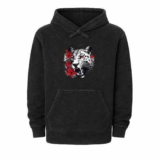Dynamic Panther Embraces Kindness in Floral Glory Mineral Wash Hoodies