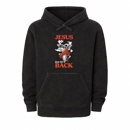 Jesus Has My Back 16 Mineral Wash Hoodies