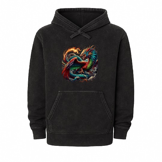Aether s Embrace The Phoenix Dragon Mineral Wash Hoodies
