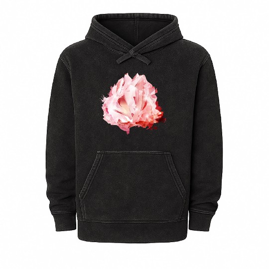 bright pink rose quartz crystal motif Mineral Wash Hoodies