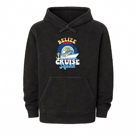 Belize Cruise Squad Family Vacation Trip Mineral Wash Hoodies