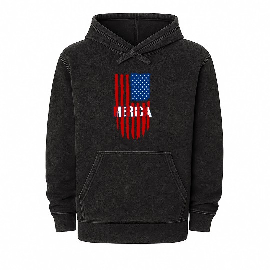 American Flag Merica Mineral Wash Hoodies