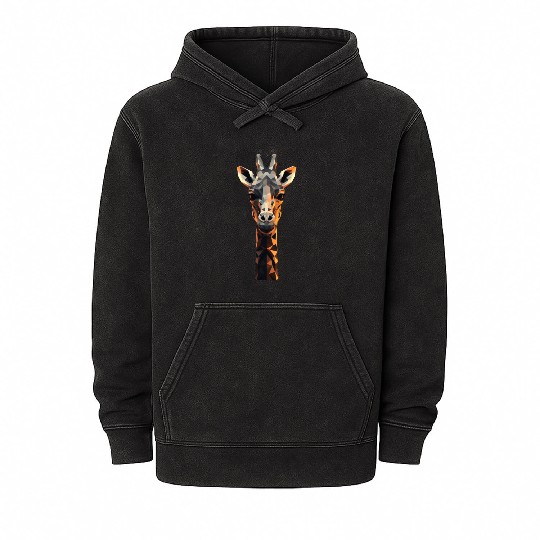 Geometric Style Giraffe Mineral Wash Hoodies