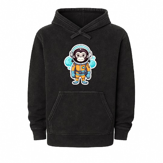 Monkey Ape Astronaut Illustration Mineral Wash Hoodies