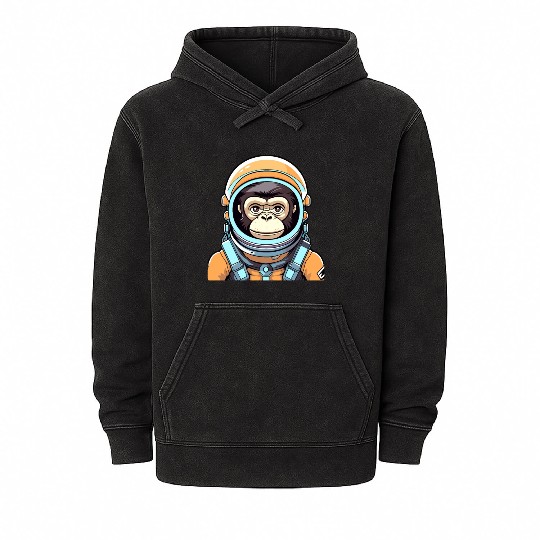 Monkey Ape Astronaut Illustration Mineral Wash Hoodies