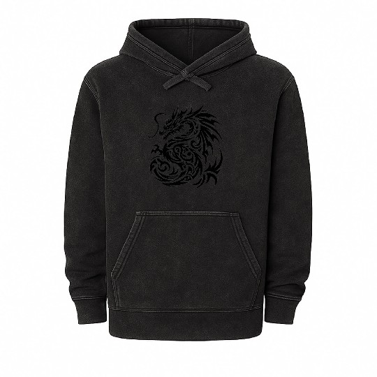 Dragon T Tattoo Artistic Symbol Design Mineral Wash Hoodies