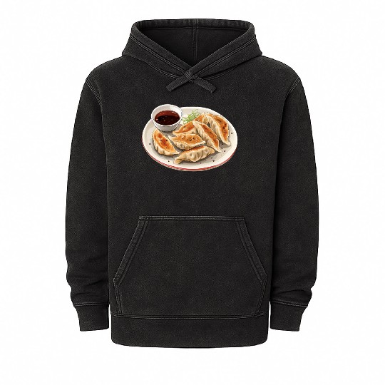 Japanese Pan Fried Dumpling Gyoza Mineral Wash Hoodies