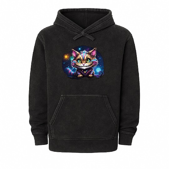 Fantasy Cheshire Cat Smile, Alice in Wonderland Mineral Wash Hoodies