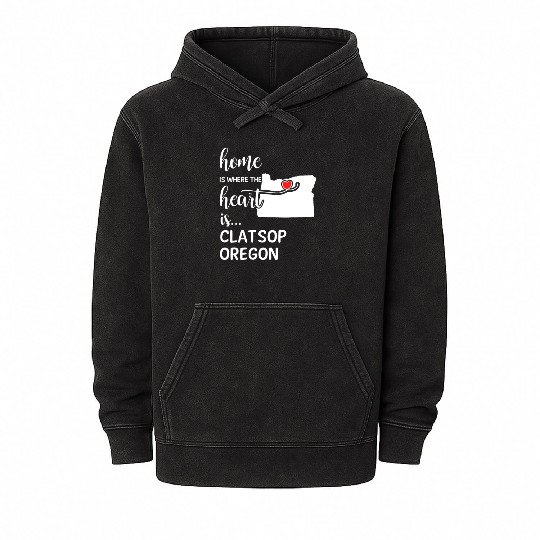 Clatsop County Oregon Is Where My Heart Is Gift Mineral Wash Hoodies