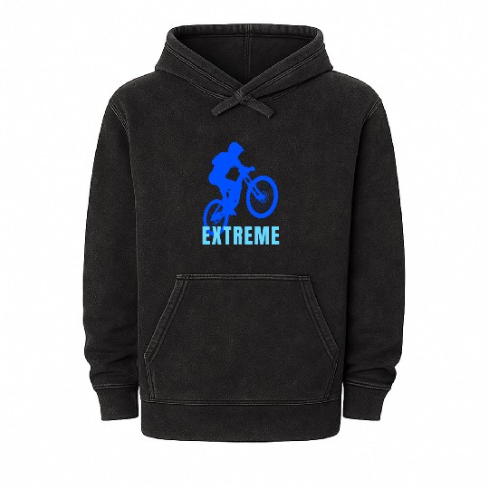 Mountain Bike (blue and light blue design) Mineral Wash Hoodies