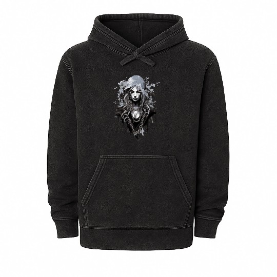 Gothic Beauty Rose Queen Illustration Mineral Wash Hoodies