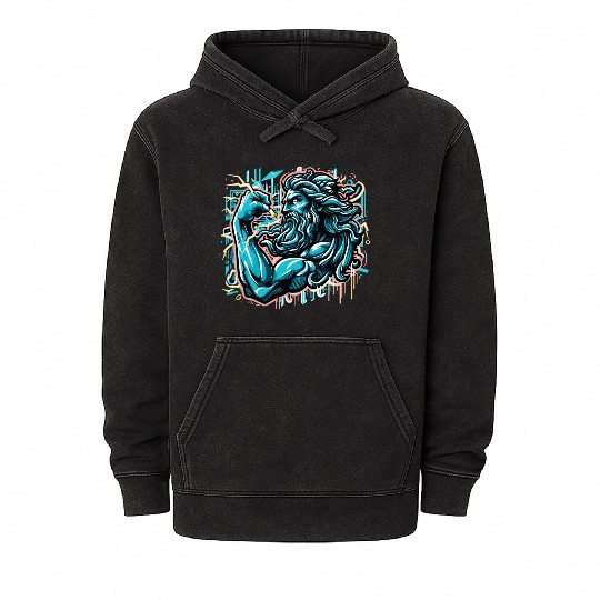 Zeus Lightning King Mineral Wash Hoodies