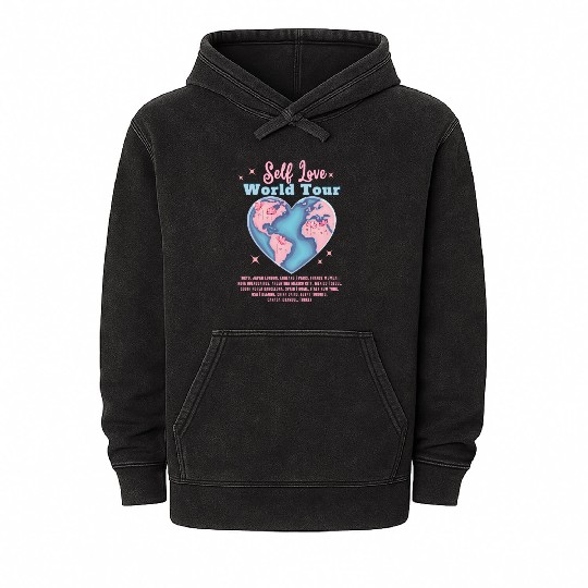 Self Love Club World Tour Retro Positive Aesthetic Mineral Wash Hoodies