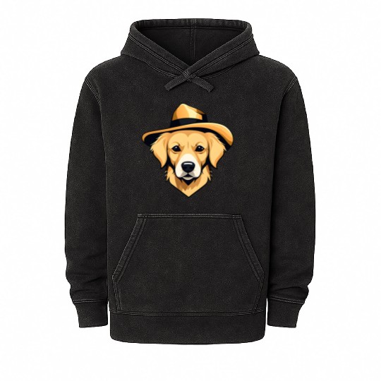 Golden Retriever with Safari Hat Mineral Wash Hoodies