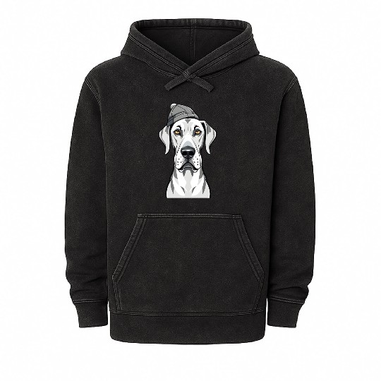 Funny Great Dane with cap Mineral Wash Hoodies