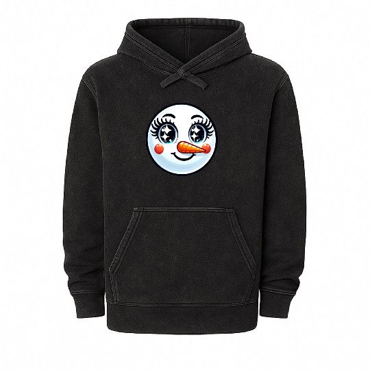 Lady Carrot-Nosed Snowwoman Cute Snowman Christmas Mineral Wash Hoodies