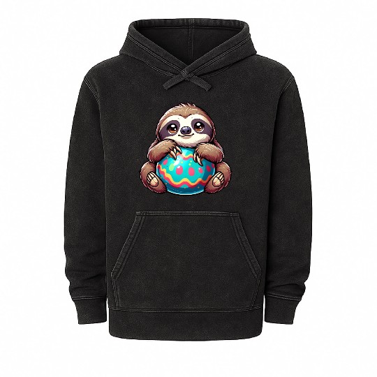 Easter Sloth: Embrace and Easter Egg Mineral Wash Hoodies