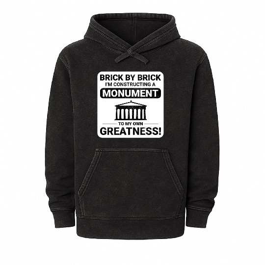 Monumental Brick Mastery: Humorous Bricklayer Mineral Wash Hoodies