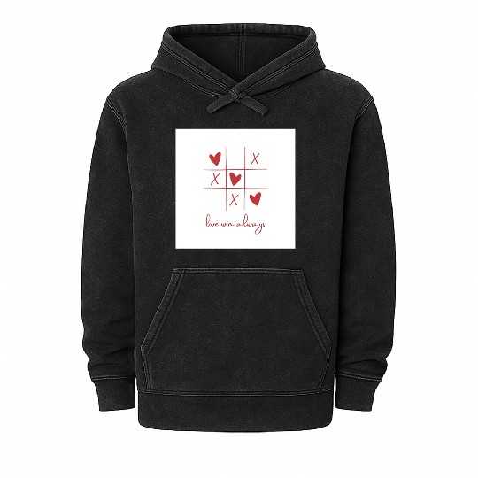 Beige Rouge Amour Saint Valentin Mineral Wash Hoodies