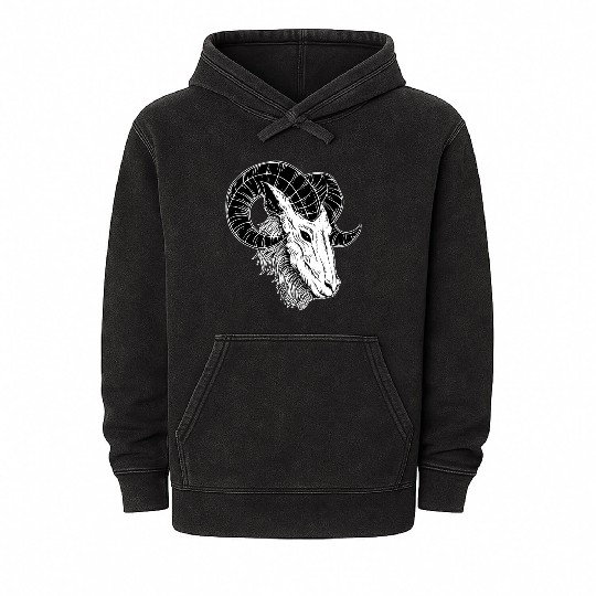 Dark Devil Baphomet Goat Head Mineral Wash Hoodies
