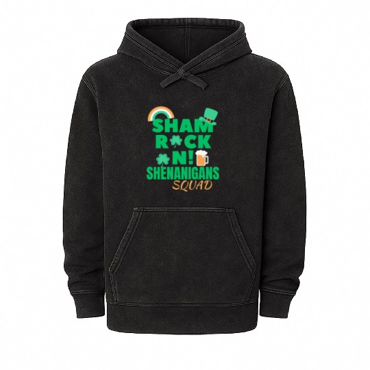 shamrockin shenanigans drinking st Patrick's day Mineral Wash Hoodies