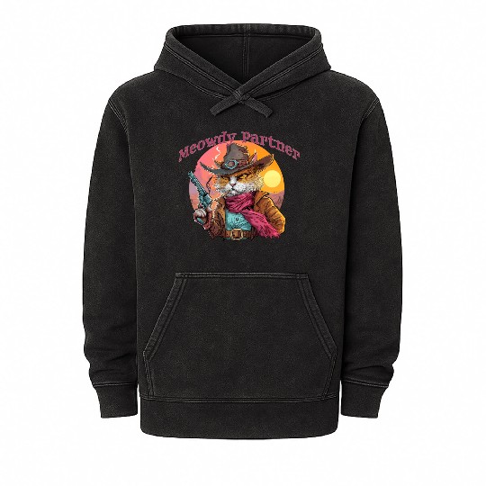 Purrfect Outlaw Showdown - Meowdy Partner Mineral Wash Hoodies