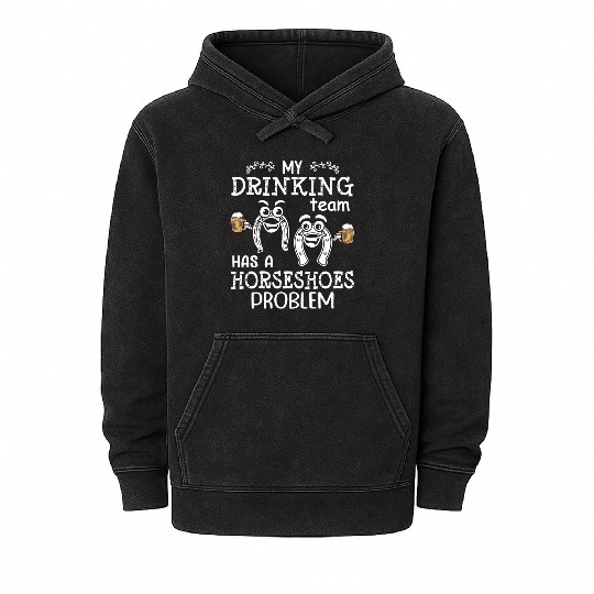 Drinking Team Horseshoe Pitching Mineral Wash Hoodies