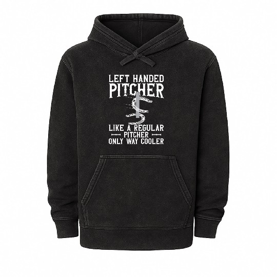 Left Hander Pitcher Horseshoe Pitching Mineral Wash Hoodies