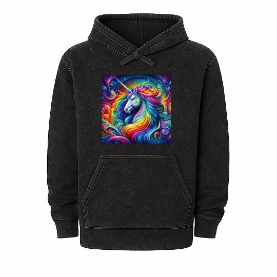 Unicorn rainbow Mineral Wash Hoodies