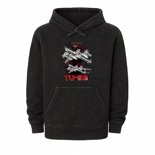 Tupolev TU-95 Heavy Russian Bomber Aircraft Mineral Wash Hoodies