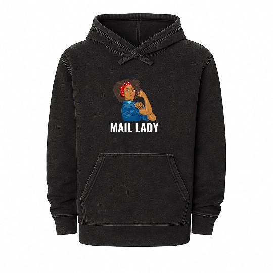 African American Postal Worker Mail Lady Funny Mineral Wash Hoodies