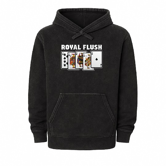 Royal Flush Gambler Or Card Player Gift Mineral Wash Hoodies