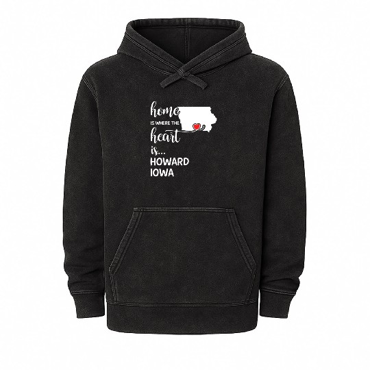 Howard County Iowa Is Where My Heart Is Gift Mineral Wash Hoodies