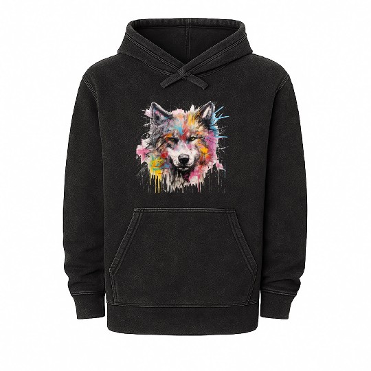 Grafitti Wolf Mineral Wash Hoodies