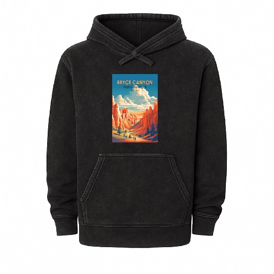 Bryce Canyon National Park Travel Art Vintage Mineral Wash Hoodies