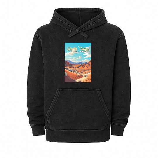 Death Valley National Park Illustration Retro Mineral Wash Hoodies