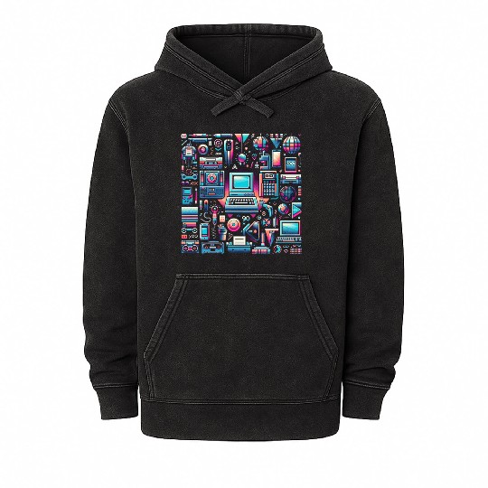 90s Tech & Pop Culture Mineral Wash Hoodies