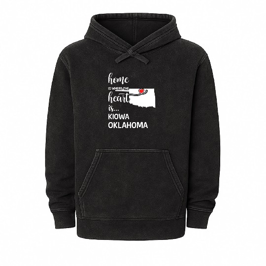 Kiowa County Oklahoma Is Where My Heart Is Gift Mineral Wash Hoodies