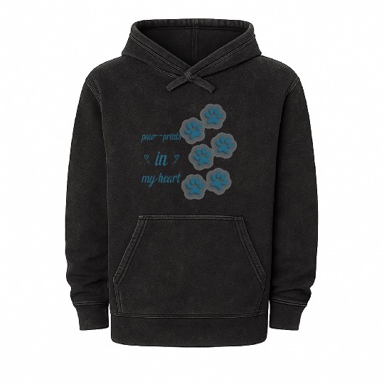 paw prints in my heart Mineral Wash Hoodies