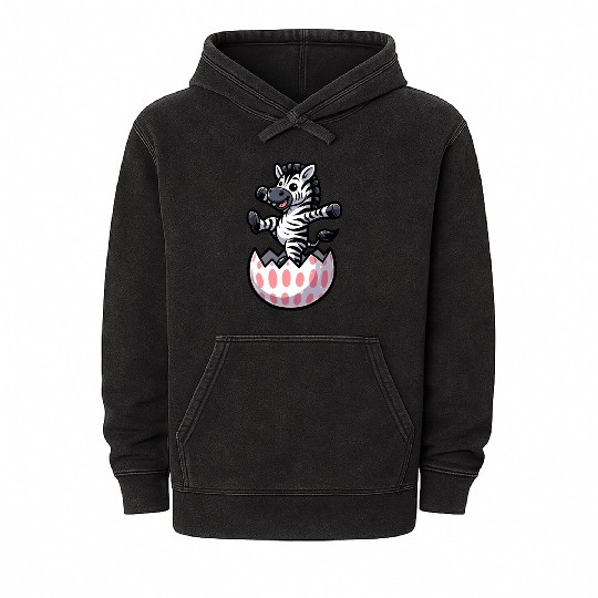 Easter Zebra Comic Easter Egg Mineral Wash Hoodies