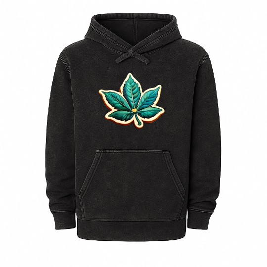 Marijuana Leaf Mineral Wash Hoodies