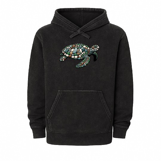 Serenity Swim - Stone Mosaic Sea Turtle Mineral Wash Hoodies