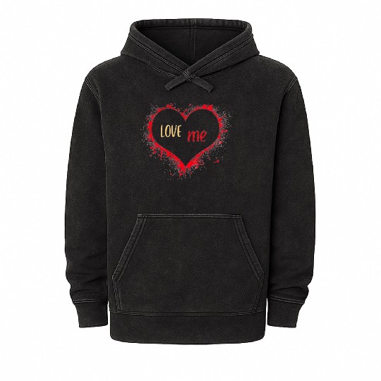 Red Yellow Illustrated Love Me Mineral Wash Hoodies removebg