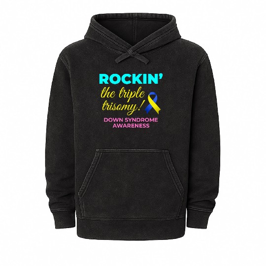 Down Syndrome Awareness Triple Trisomy Rock Mineral Wash Hoodies