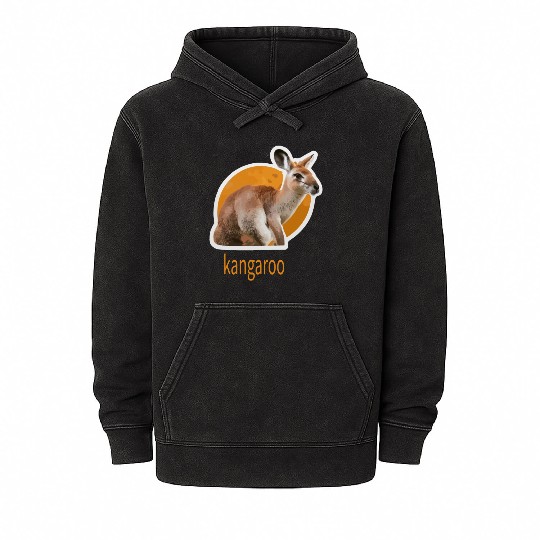 kangaroo animal design Mineral Wash Hoodies