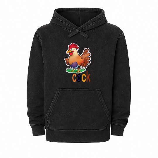cute cock animal Mineral Wash Hoodies