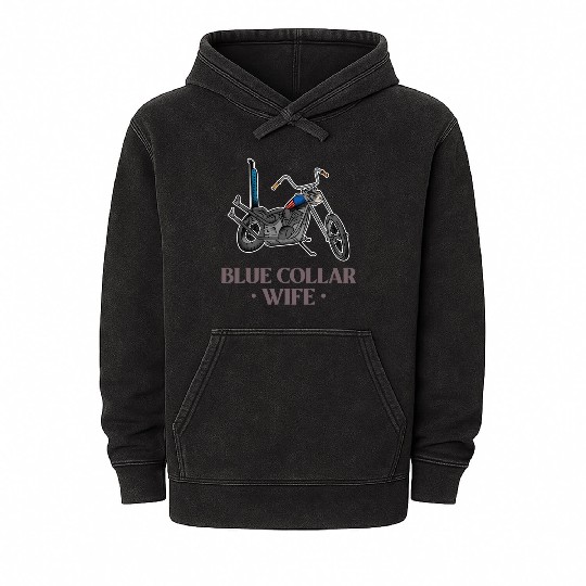 Blue Collar Wife Motorcycle Mineral Wash Hoodies